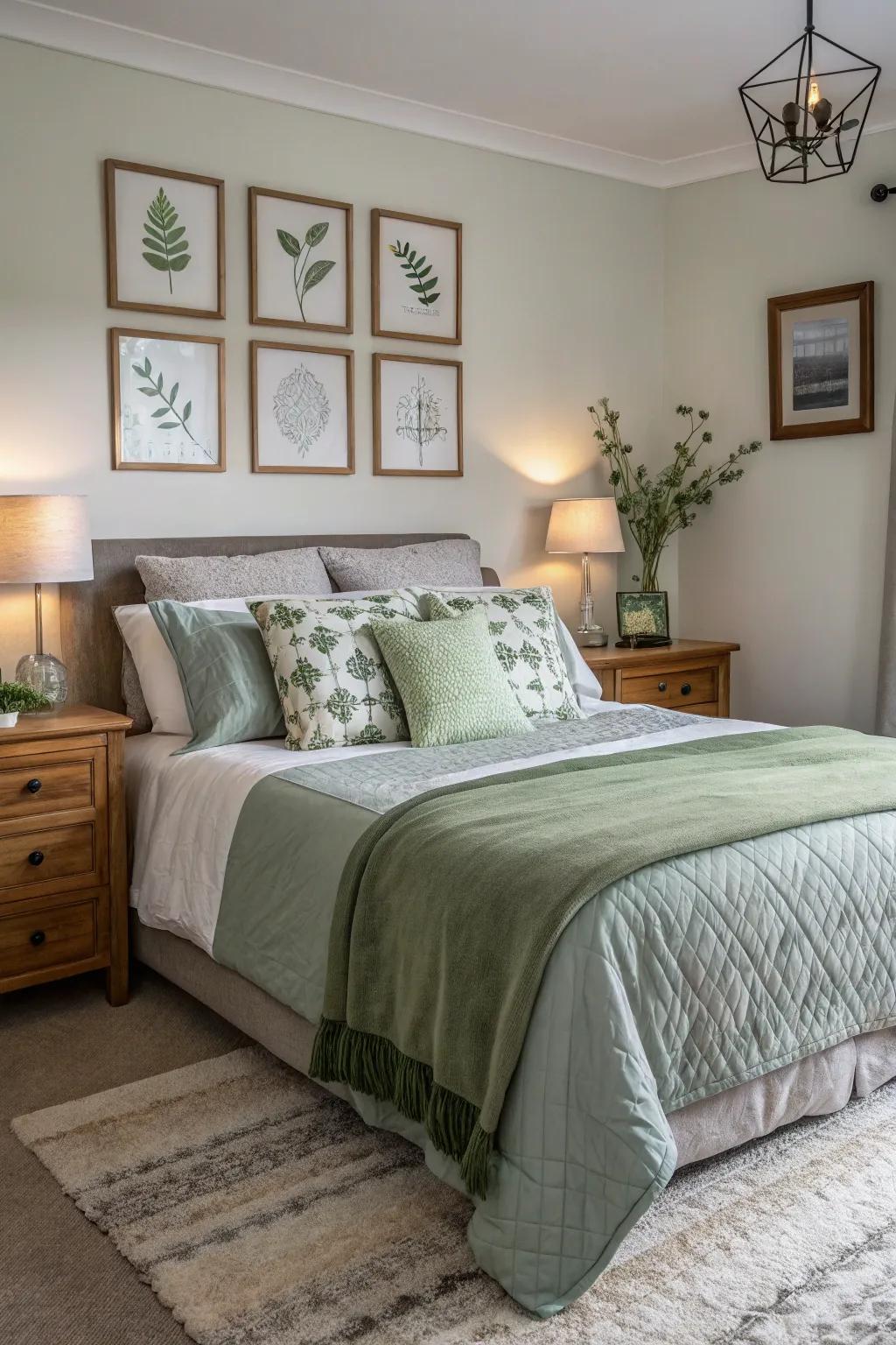 Gentle green and gray can help you create a sophisticated look.