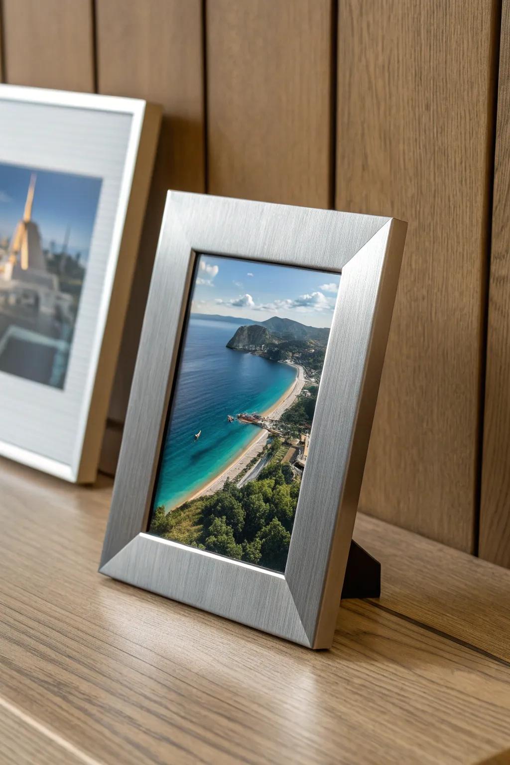 Elevate your recollections integrating the refined elegance encompassing a metallic border—throughout contemporary designs encounter eternal instants.