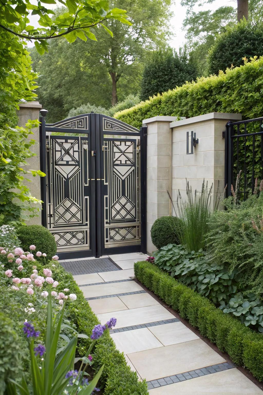 An Art Deco entrance that incorporates retro glamour.