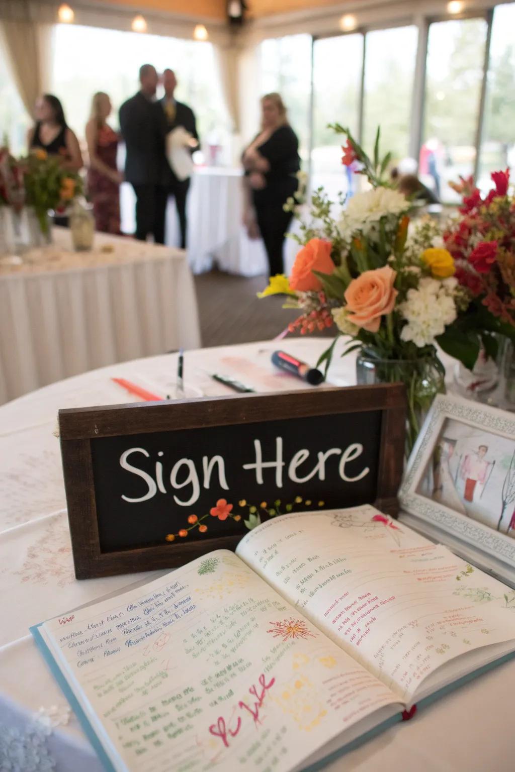 A guest registry allows for heartfelt messages and well-wishes from guests.