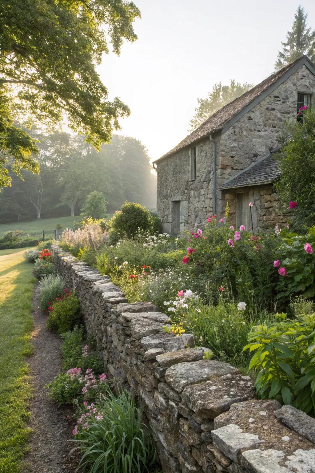 Rustic stone partitions contributing structure and charm.