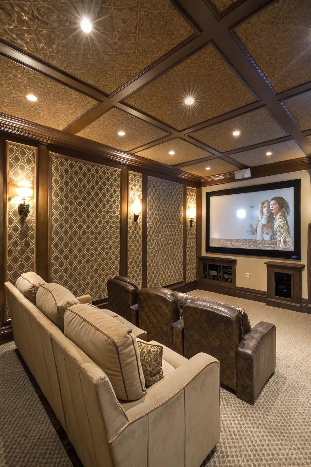 Textured walls improving both looks and acoustics.