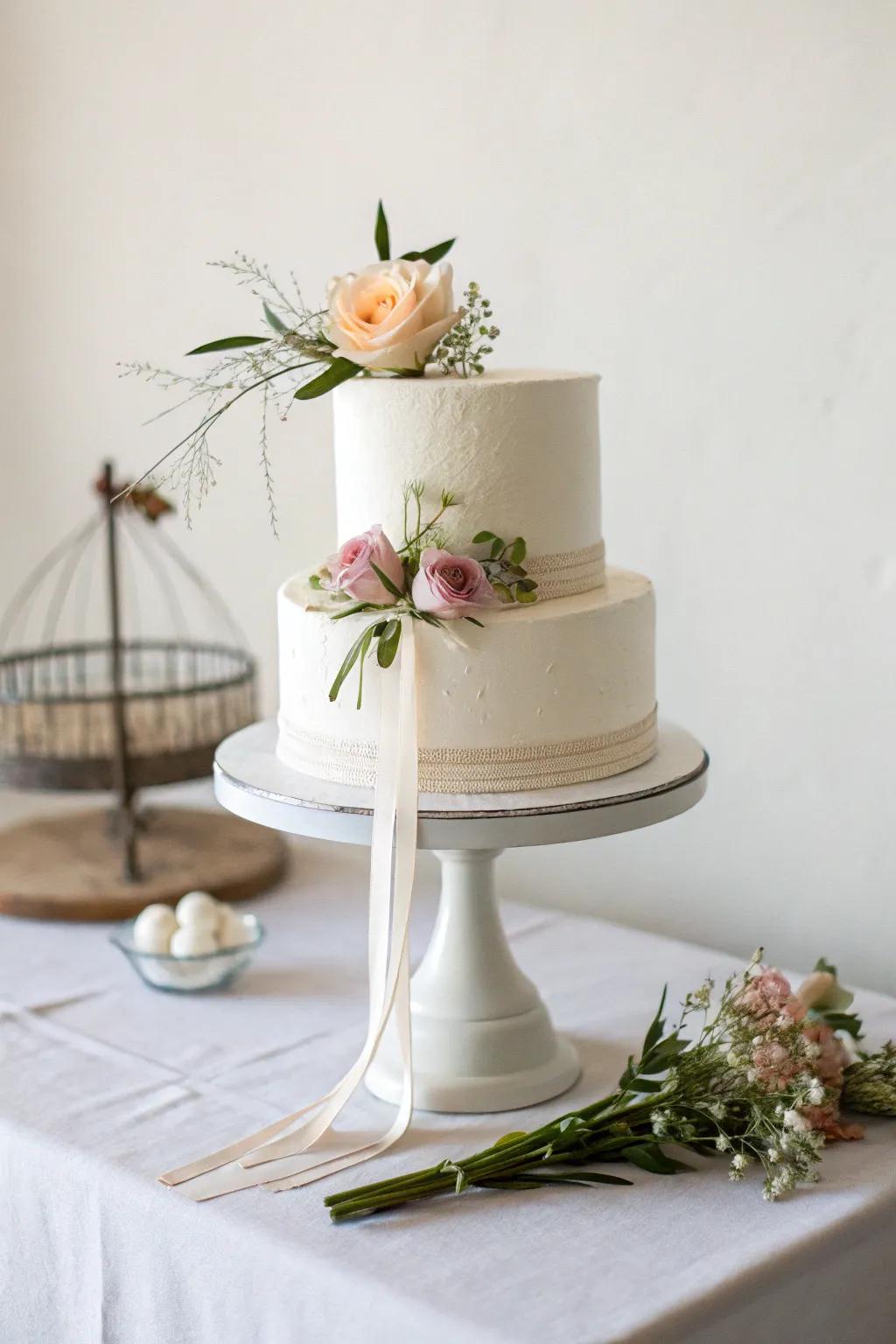 A minimalist cake presentation lets the cake's beauty shine.
