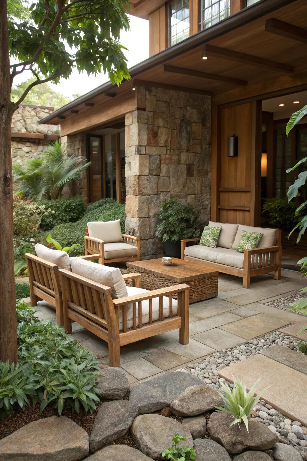 Natural elements that link the space to the outdoors.