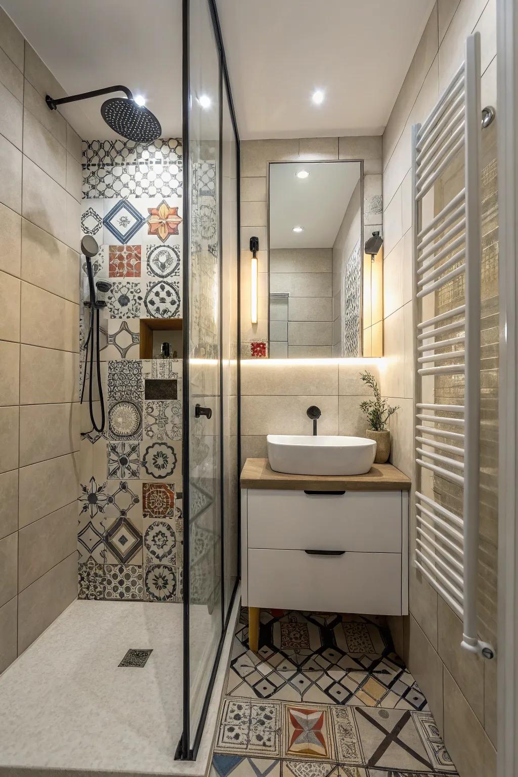 Architectural forms create efficient and interesting shower spaces.
