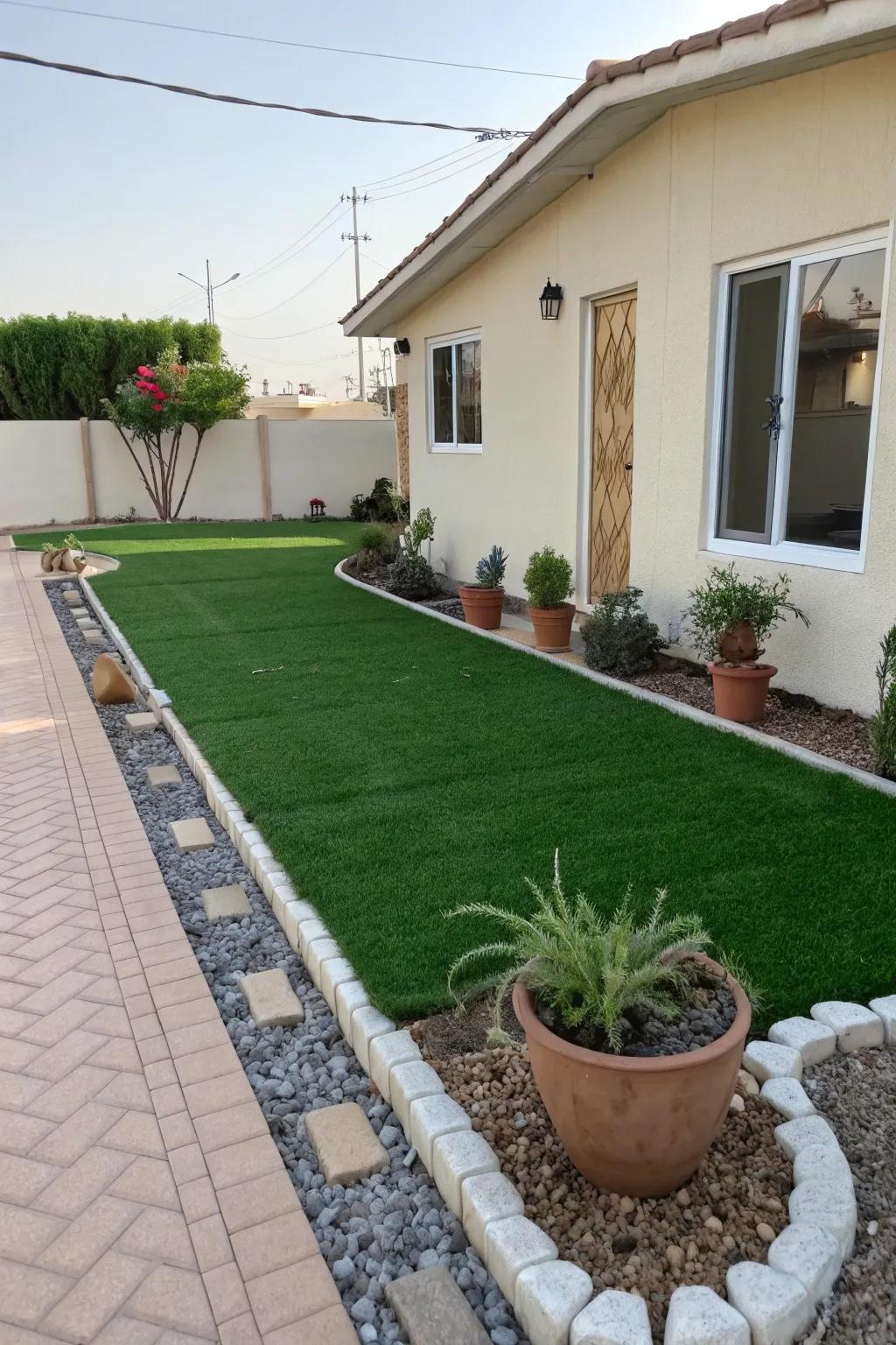 Artificial turf gives the perfect lawn look without the upkeep.