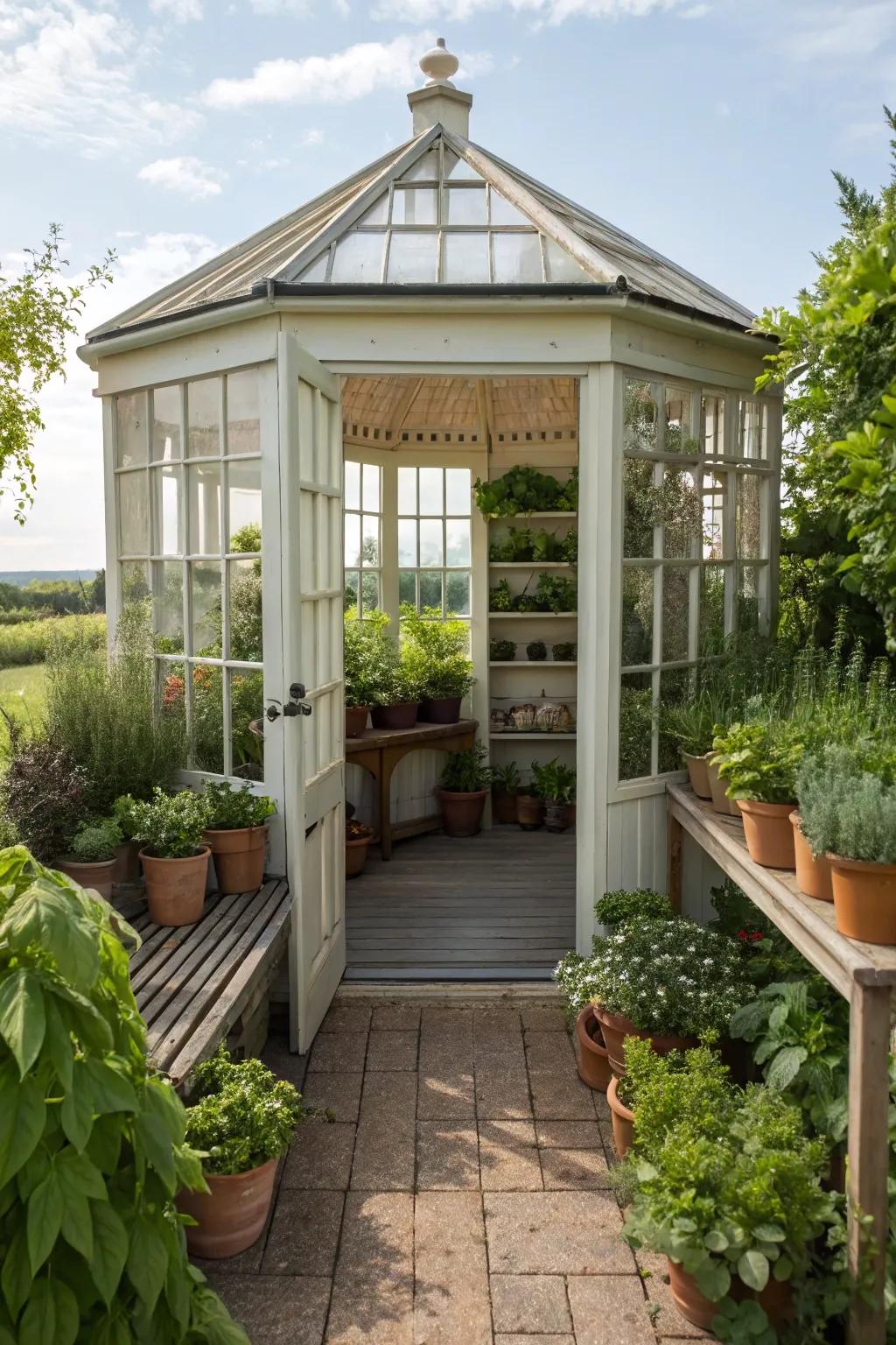 Nurture your green thumb inside a gazebo greenhouse.