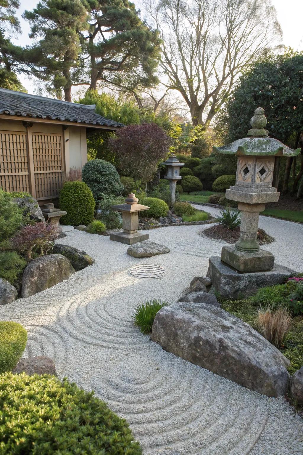 Gravel paths adding texture and characterizing spots.
