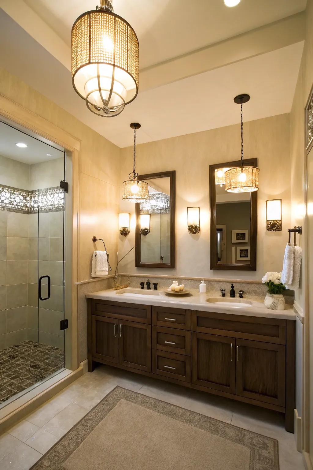 Layered illumination enhances the atmosphere and adds elegance.