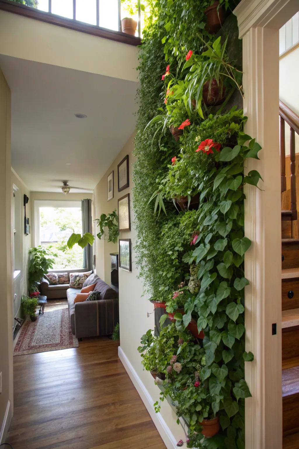Living walls bring nature into compact living areas.