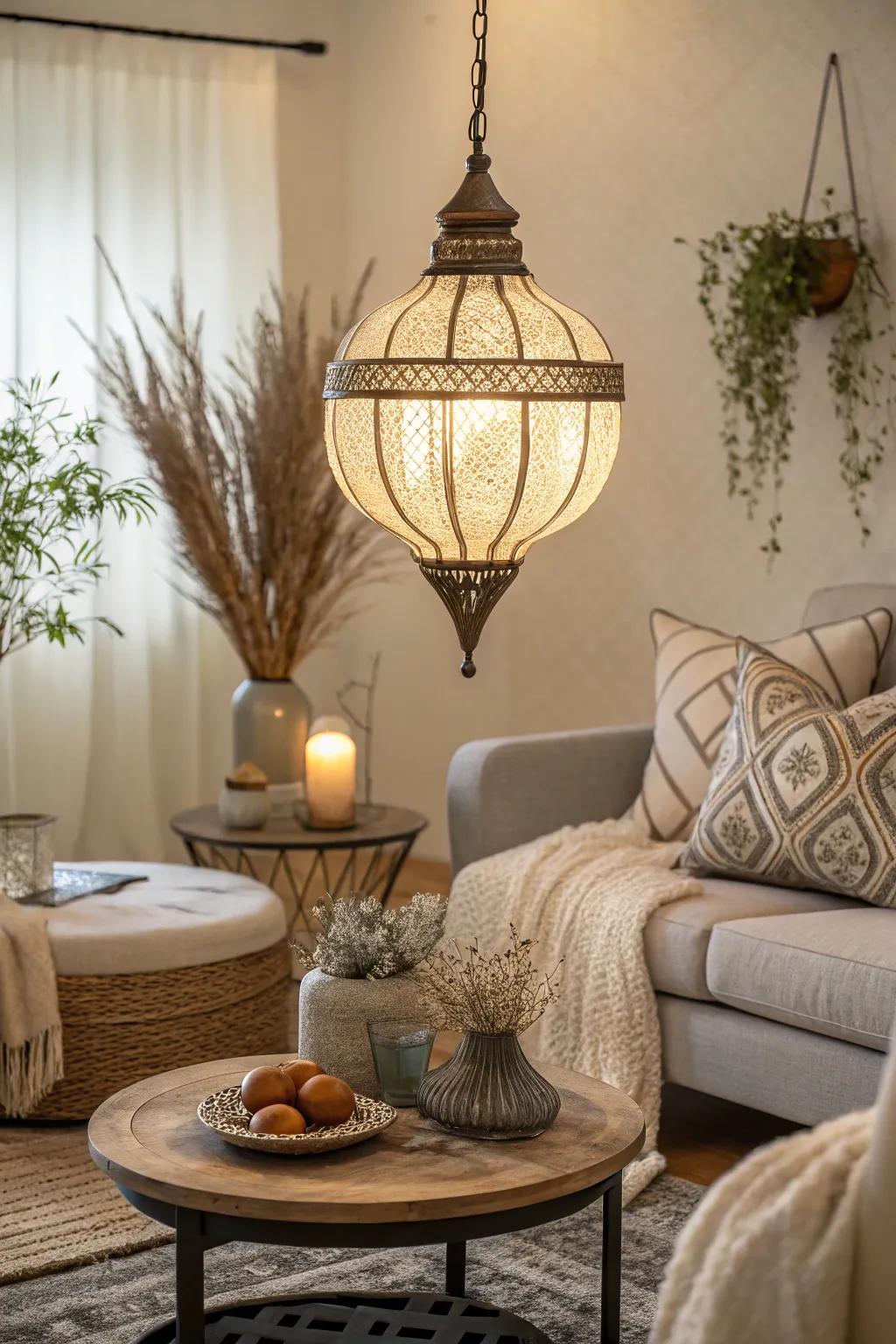 Statement lighting fixtures add a bold touch of personality.
