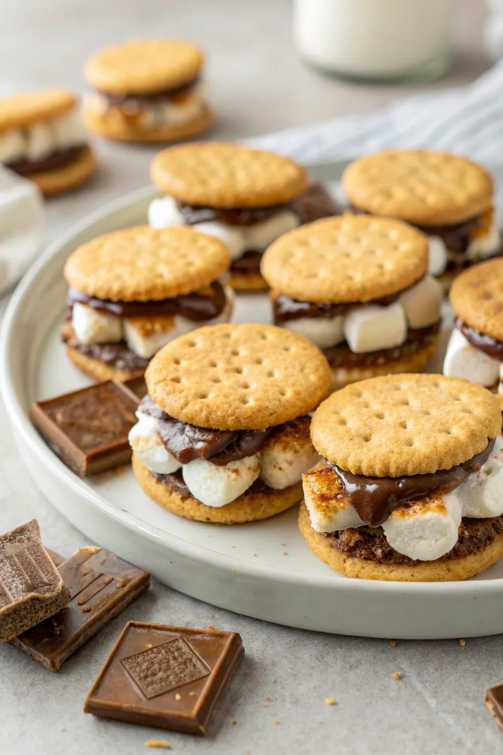 Mini s'mores bites offer a delightful, bite-sized take on the classic treat.