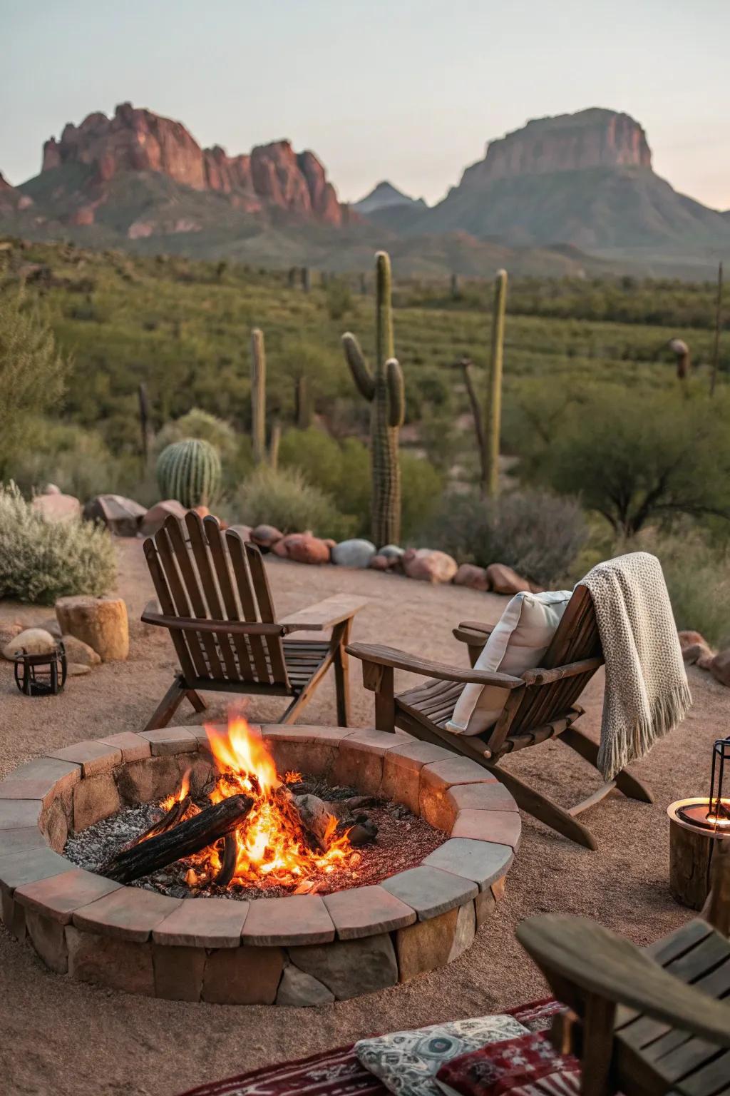 A campfire spot perfect for cool desert evenings.