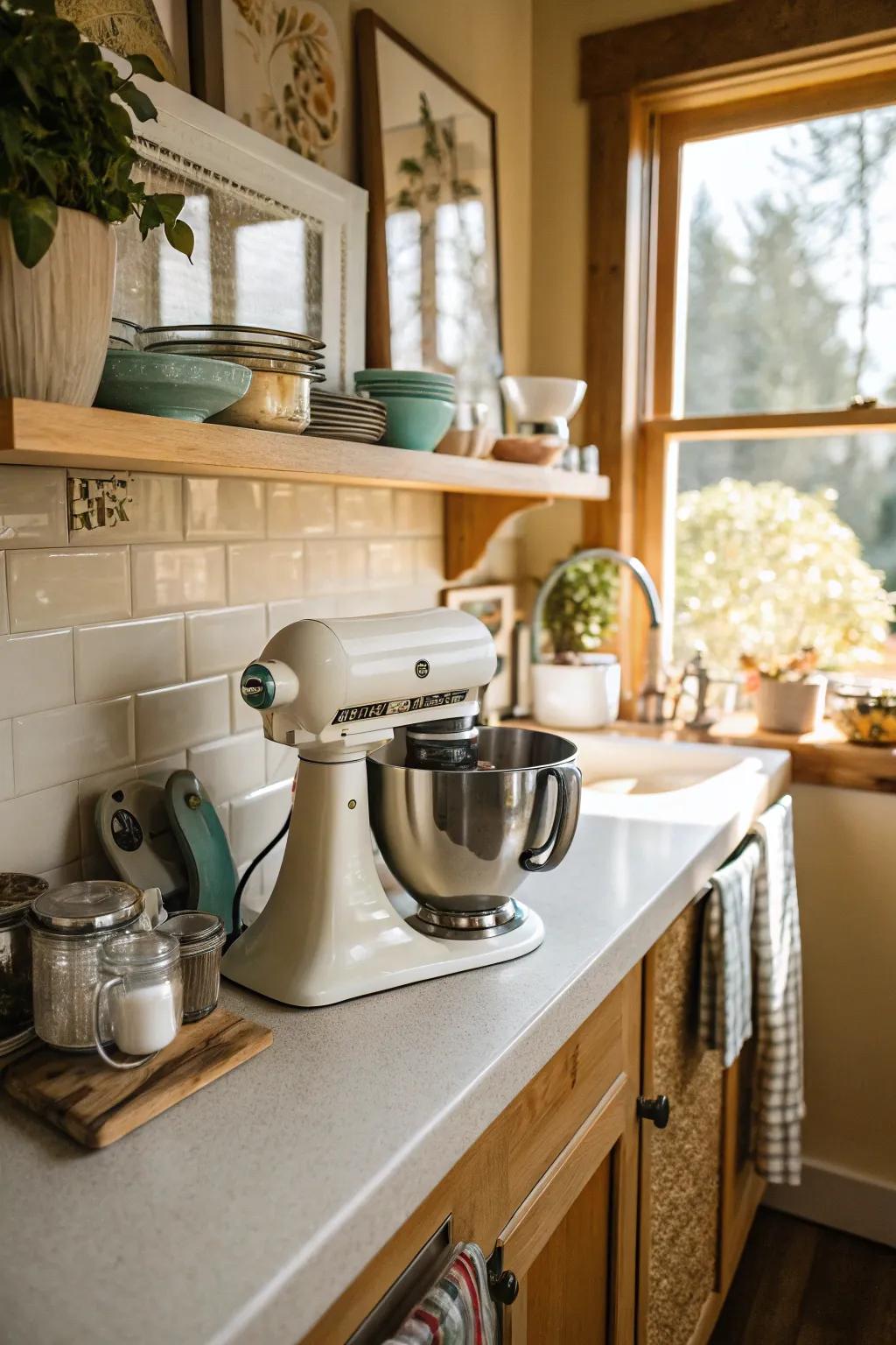 Stylish floating: A shelf that highlights your mixer as a feature