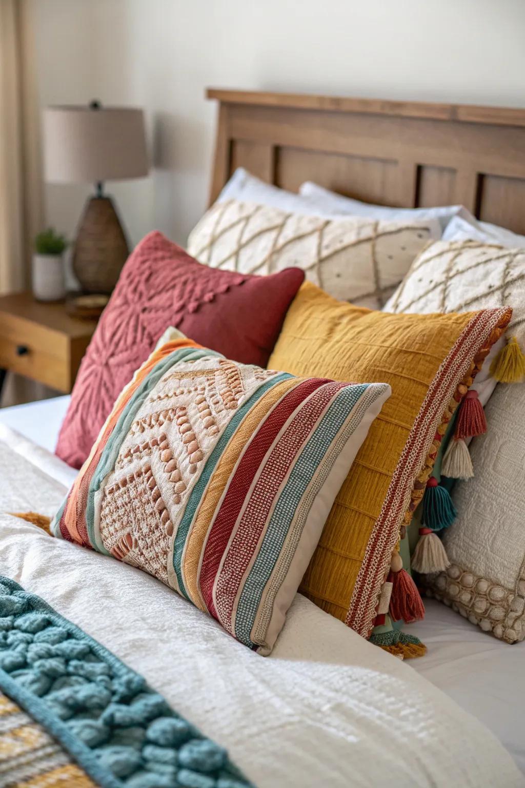 Transform your bed with decorative cushions.