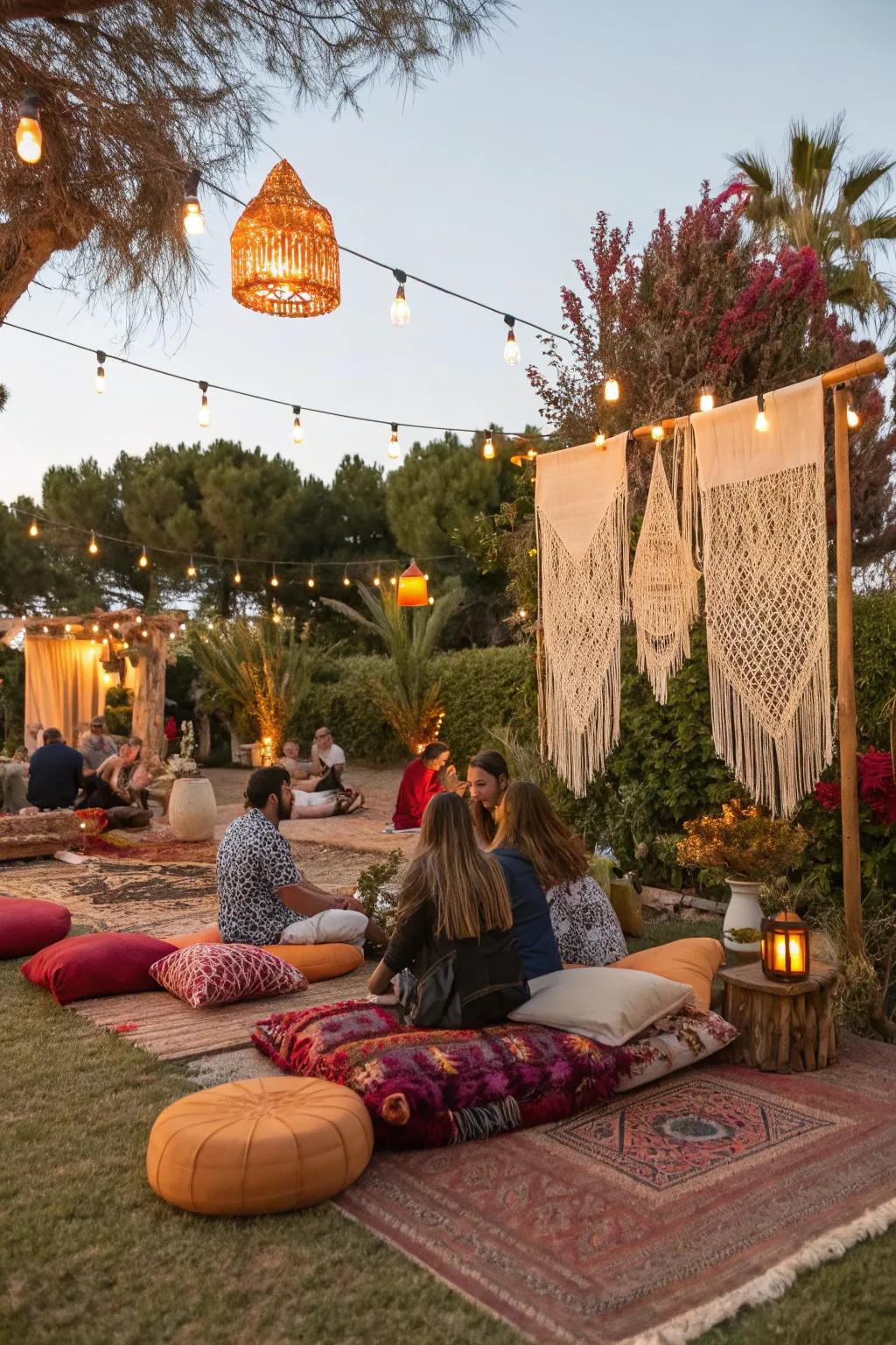 Create a laid-back free-spirited chic atmosphere for a casual festivity.