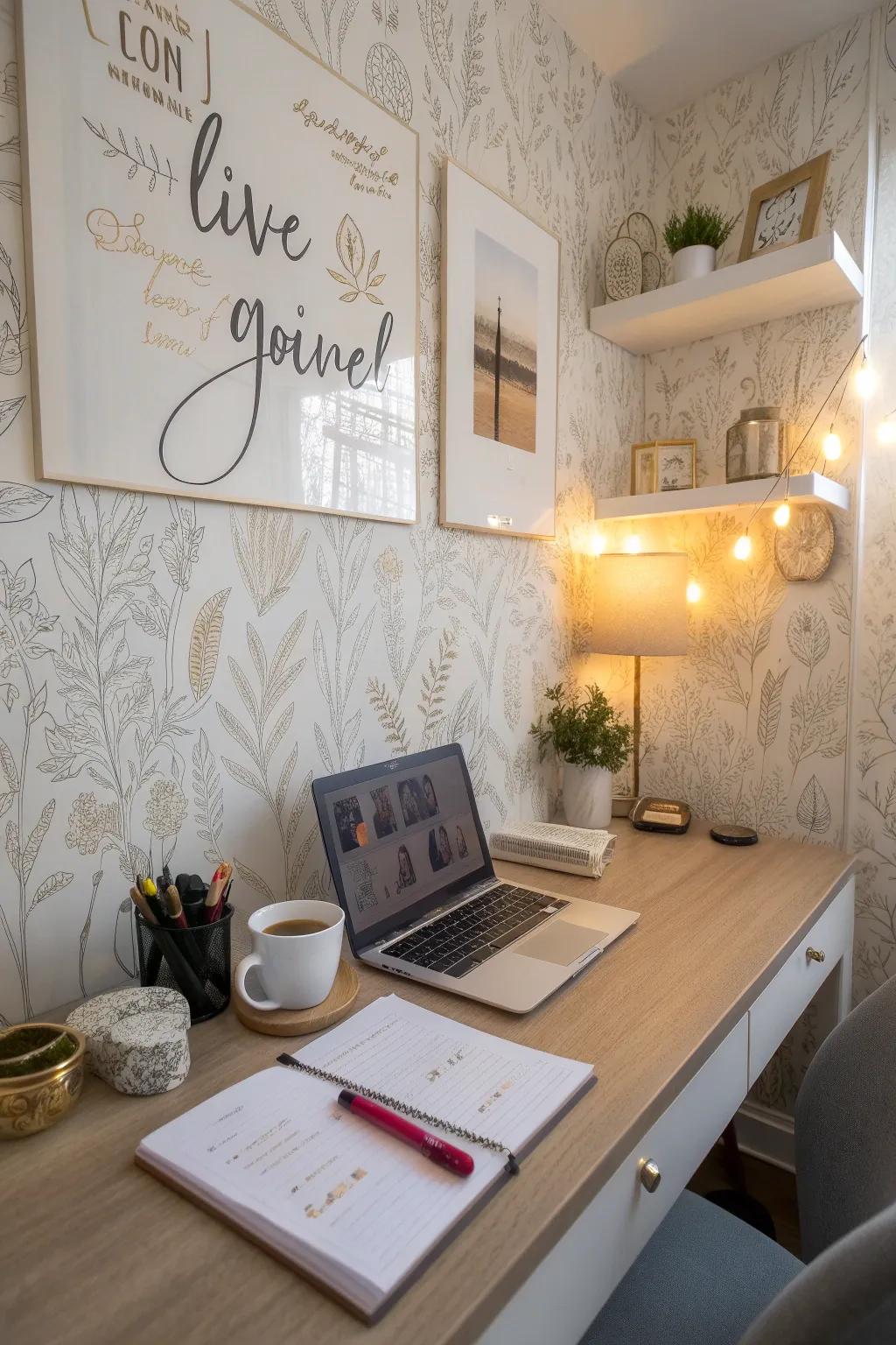 Be inspired using term-themed wall covering.