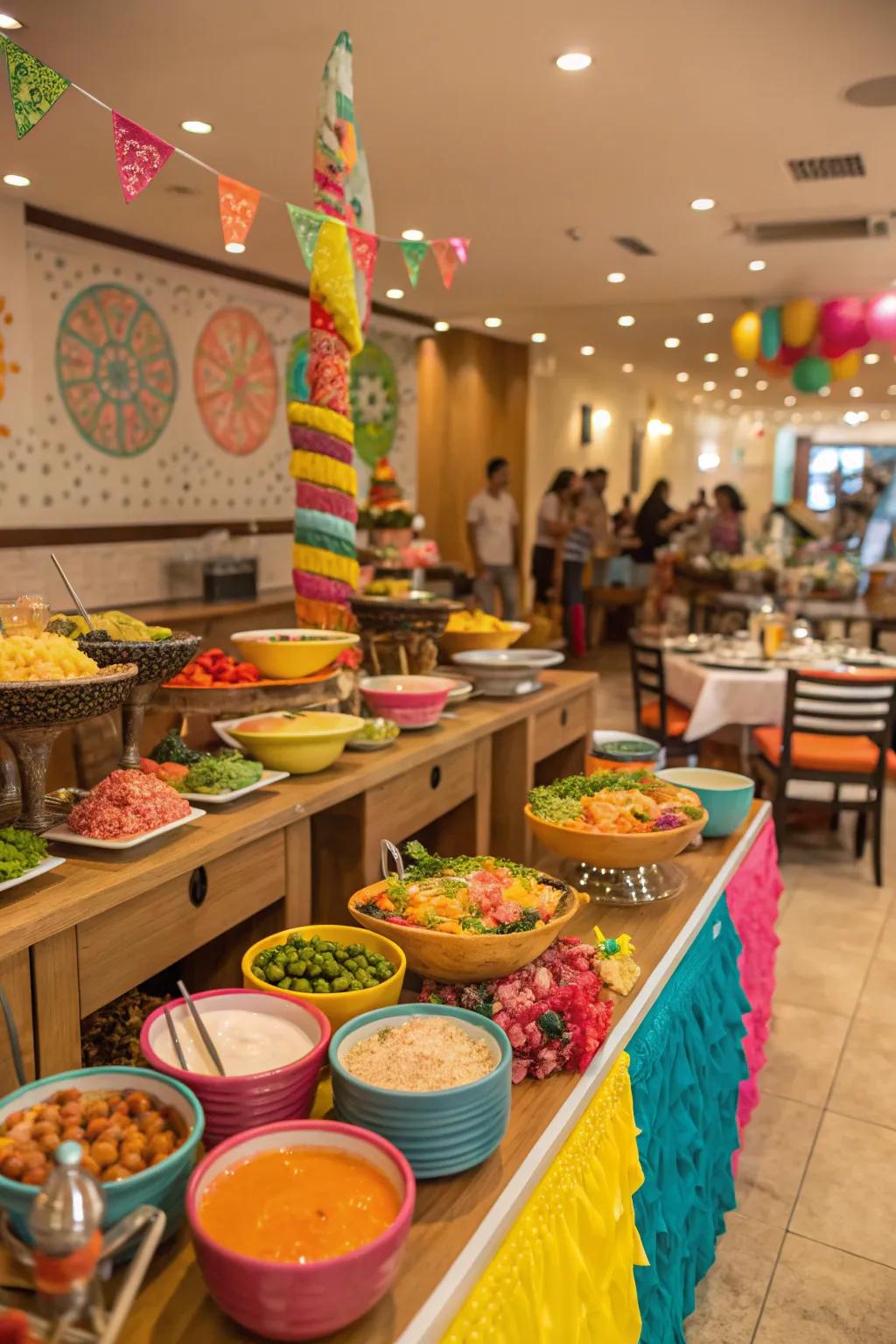 Colorful accents energize your buffet.