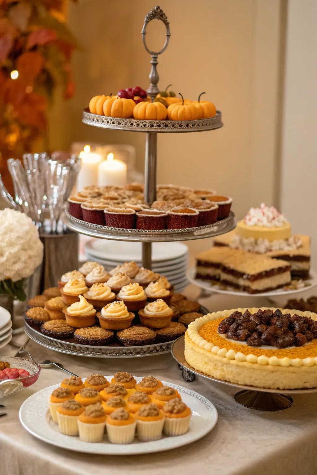 A special dessert station beautifully displays sweet treats.
