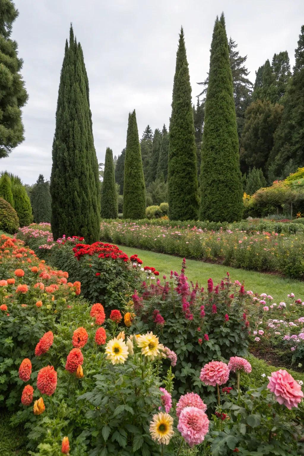 Showcase vibrant blooms with an Evergreen backdrop.