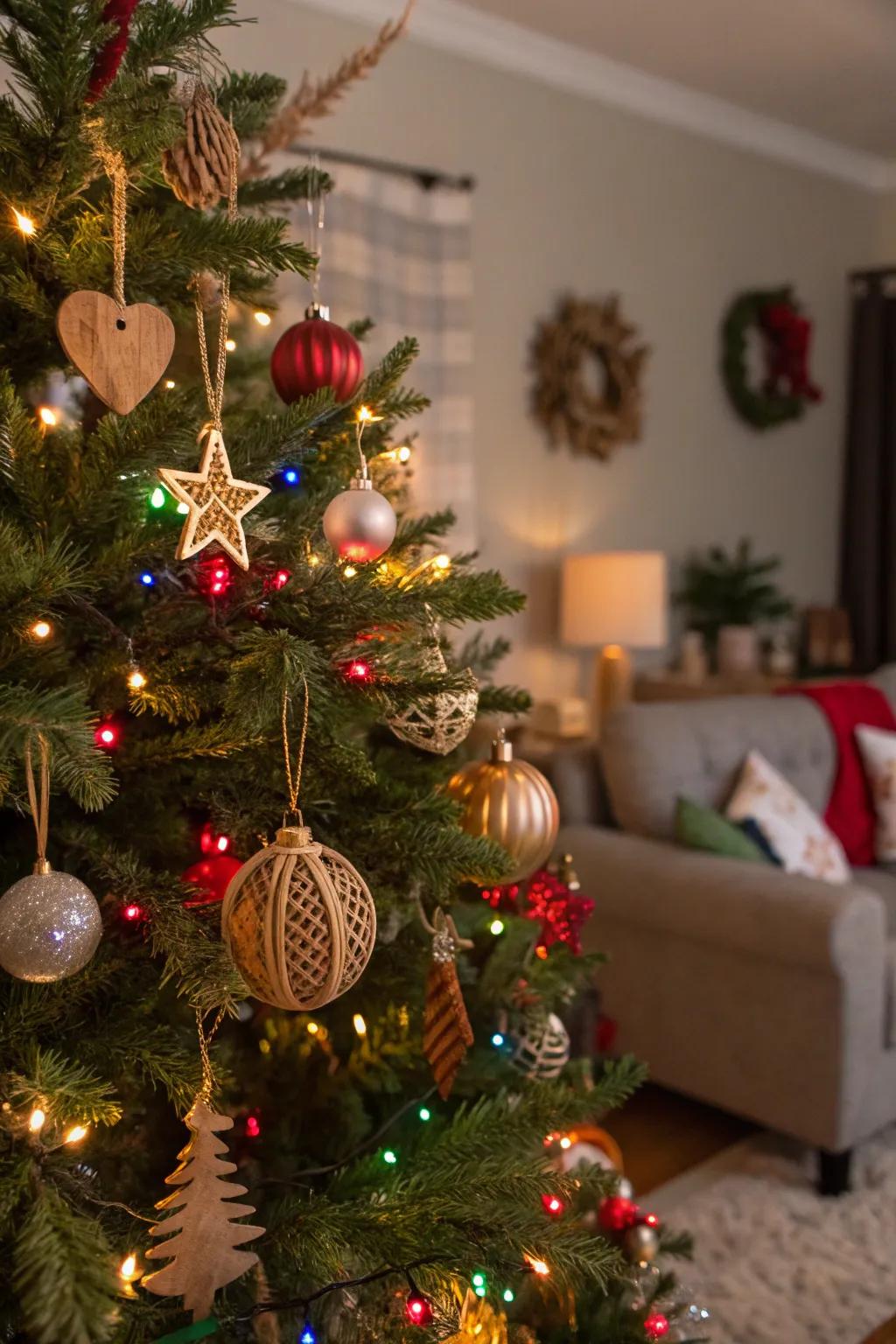 Eco-conscious ornaments furnish a rustic and secure decor alternative.
