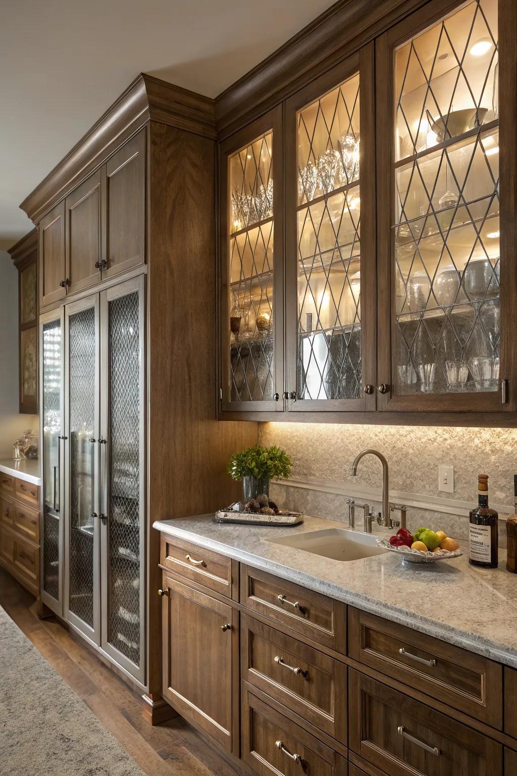 Fluted glass cabinets introduce subtle refinement and texture to your kitchen.