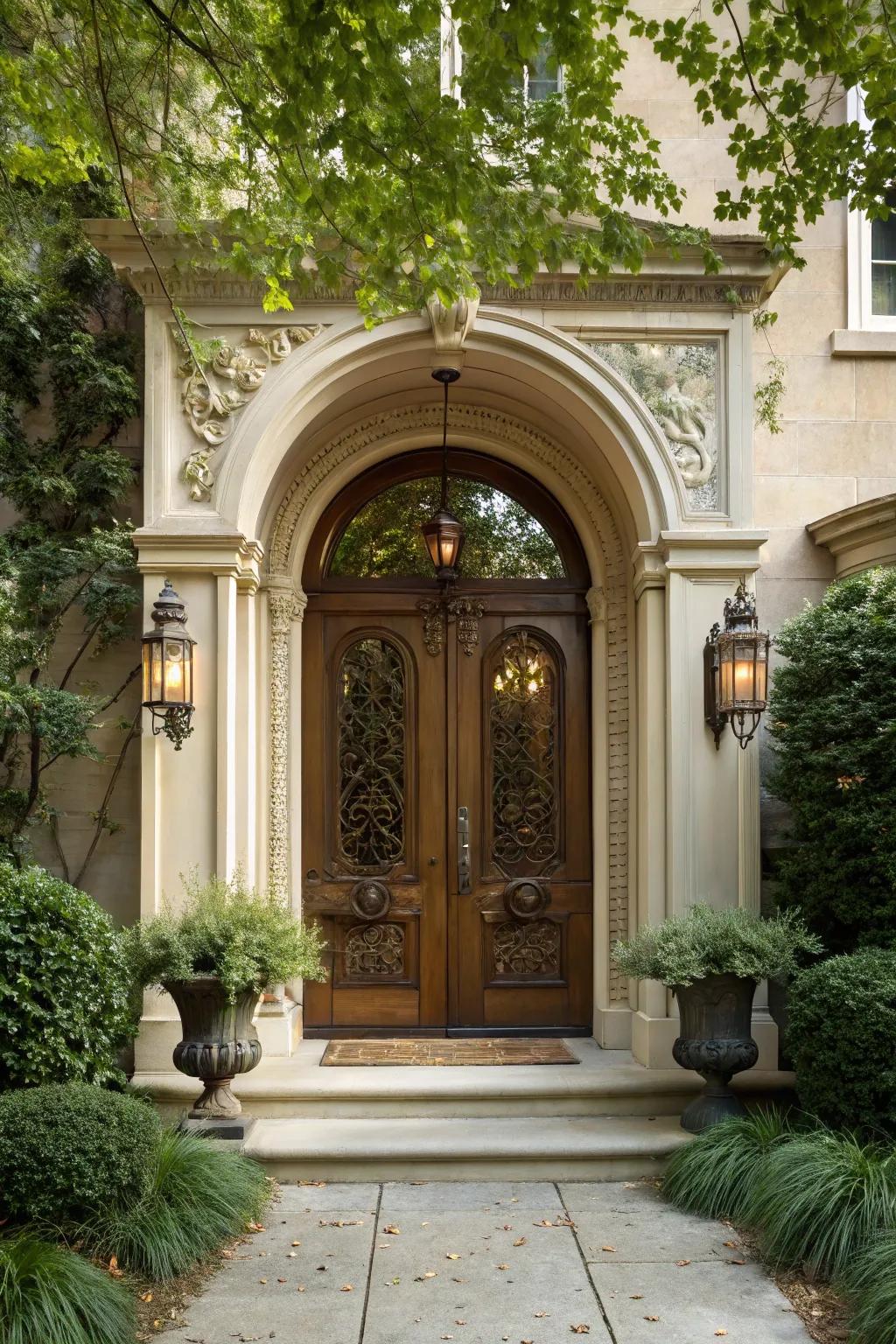 Arched entrances add drama and splendor to traditional homes.