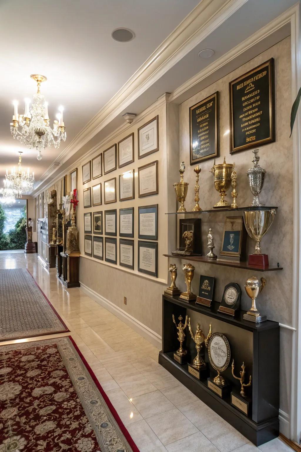 Dramatic trophy wall display