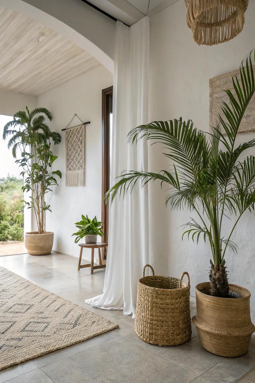 With a mix of tropical and minimalist styling, you can craft an inviting and stylish space.