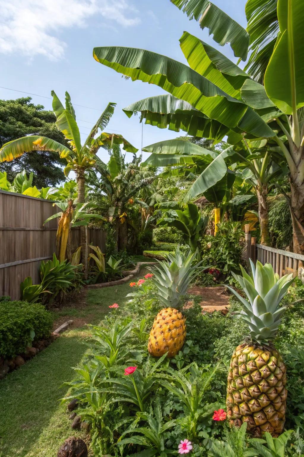 Edible tropical plants adding both beauty and bounty to the garden.