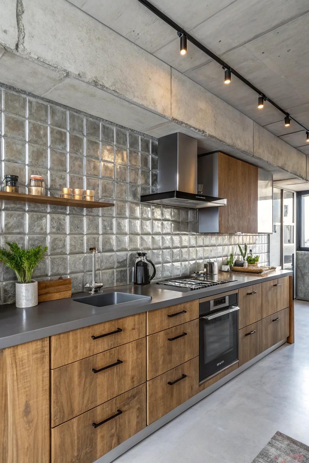 A kitchen intermixing industrial and refined styles for a singular ambiance.