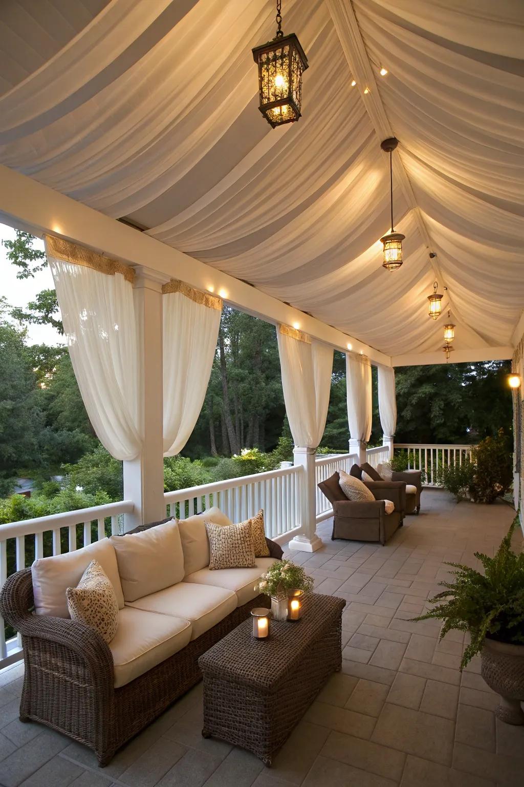 Forge a breezy vibe through fabric elements.