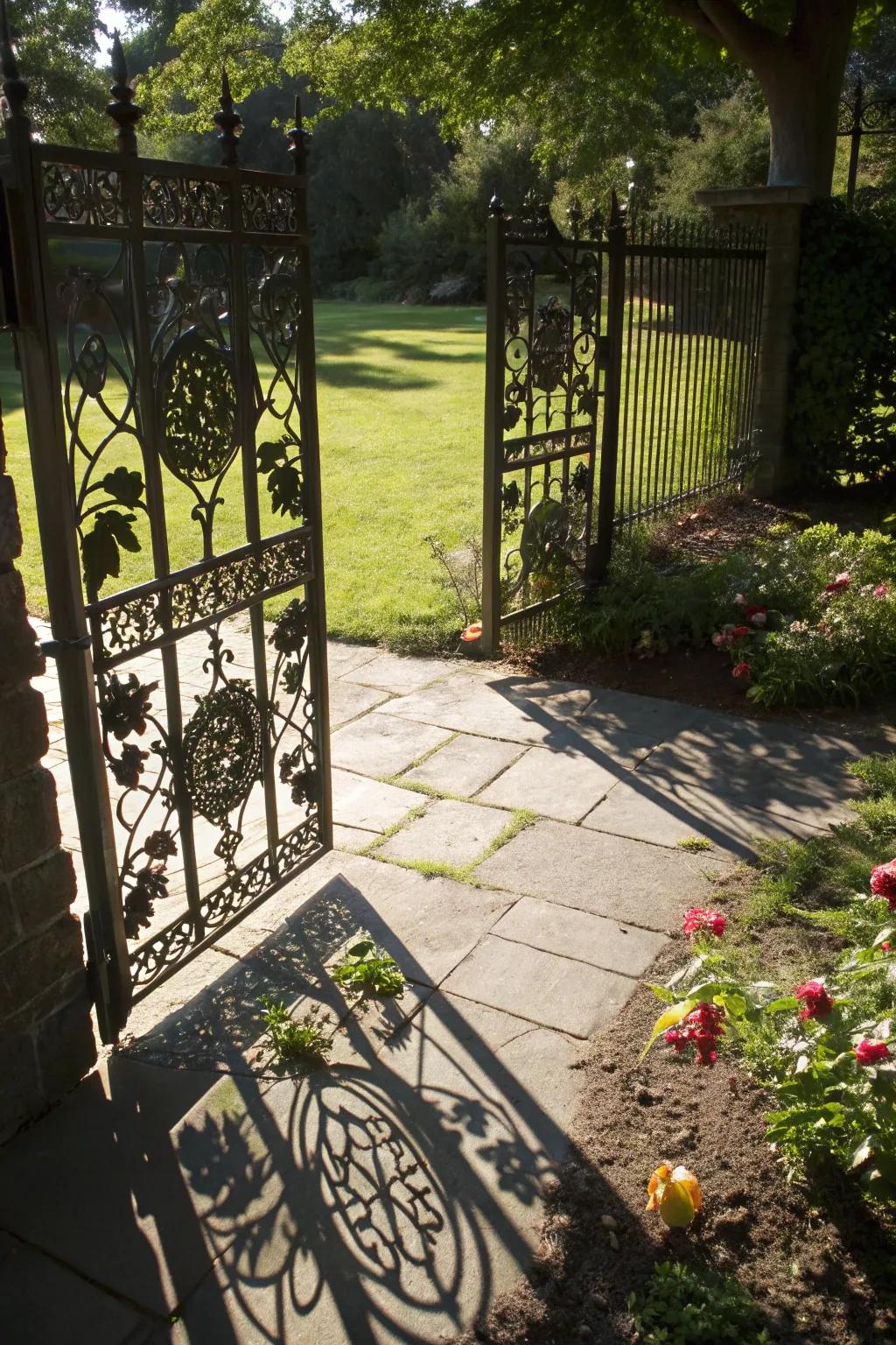 Ornamental cut-outs injecting artistic panache into the gate.