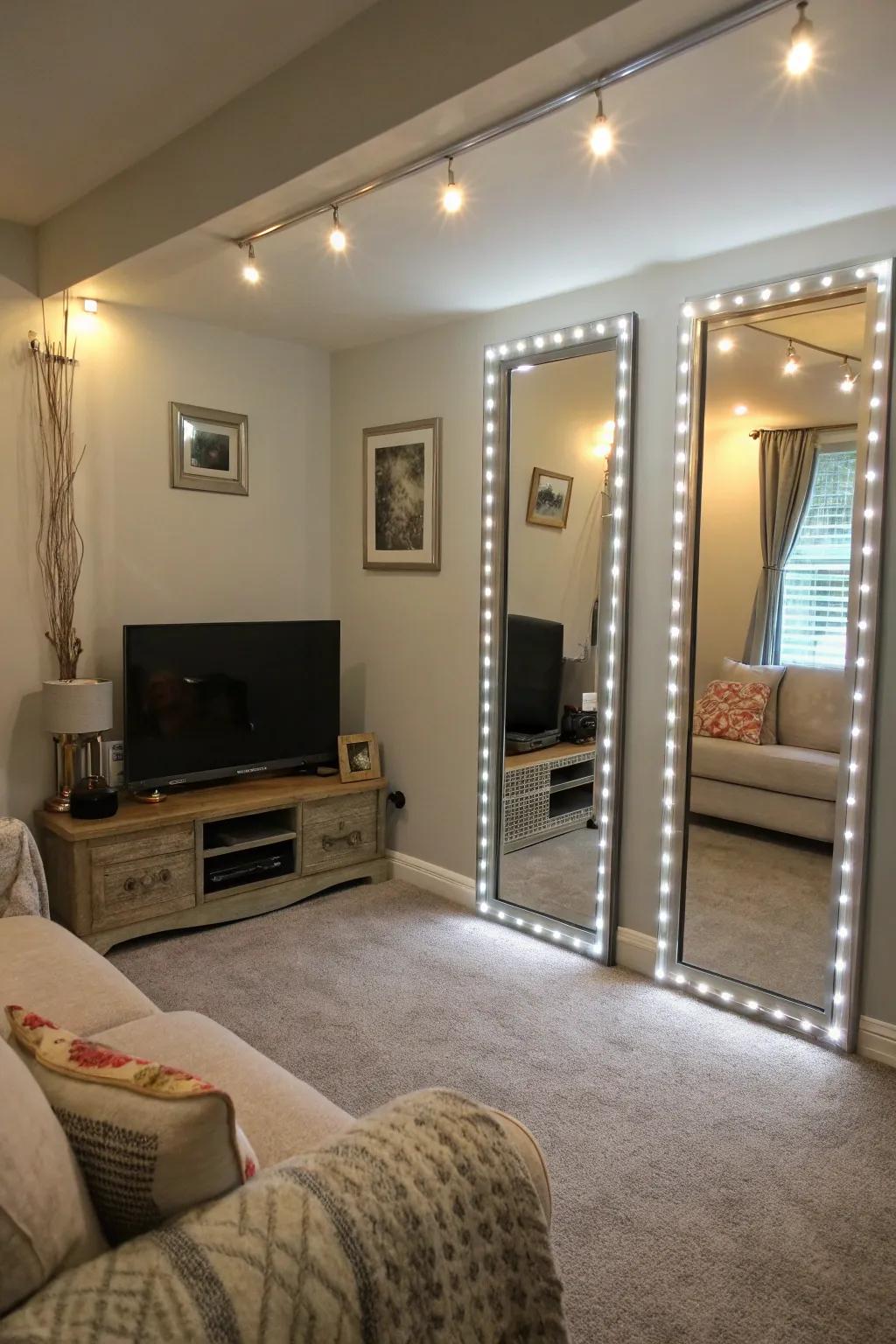 Mirrors create the illusion of a larger, brighter area