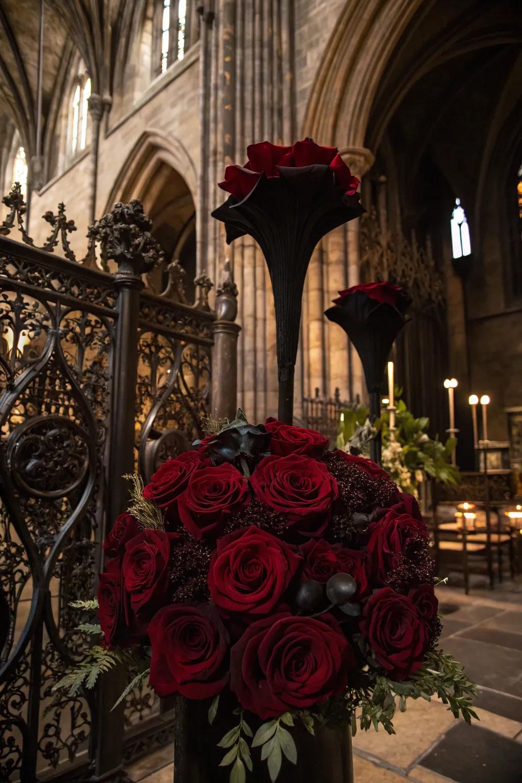 Shaded flora compositions impart romance and mystery.