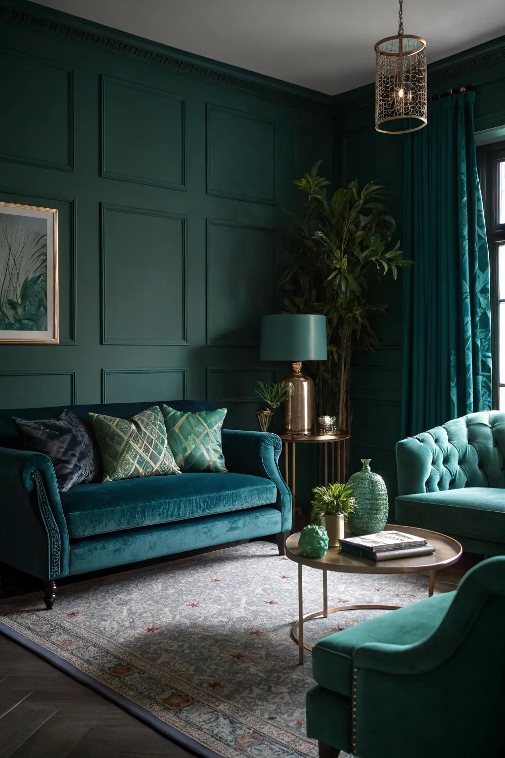 Moody tones add depth and elegance to your living room.