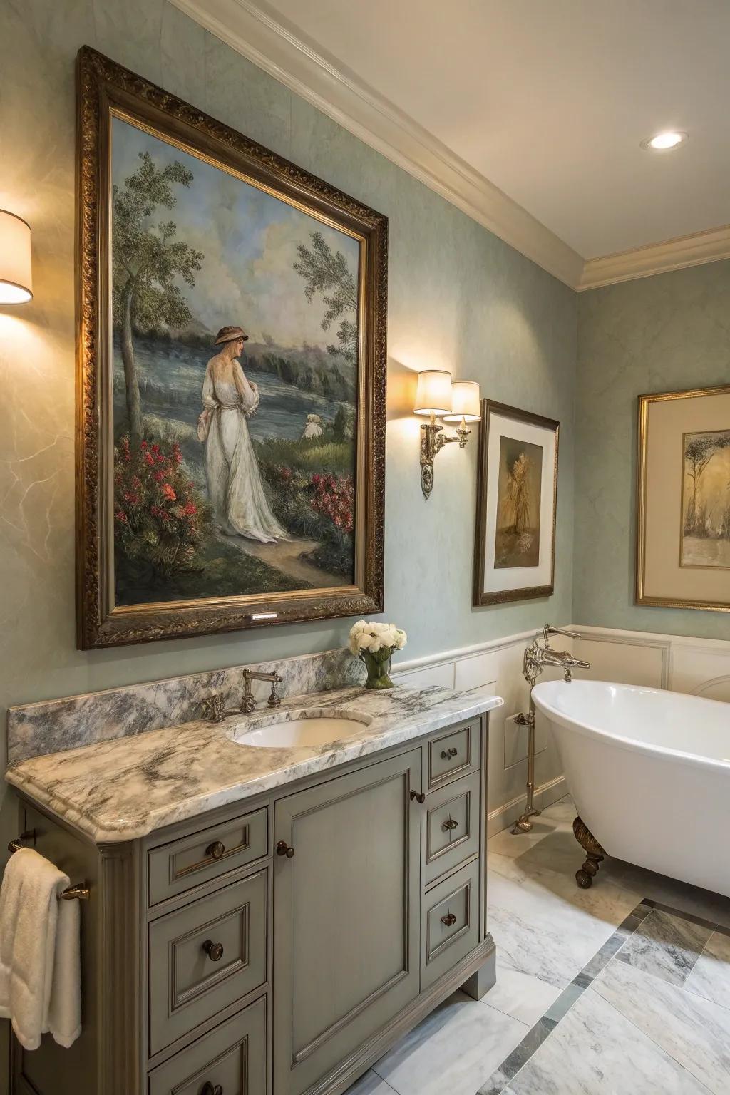 Unanticipated art placements contribute delightful astonishments.