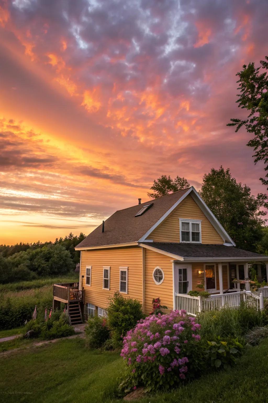 Umber cladding delivers a warm and inviting glow.