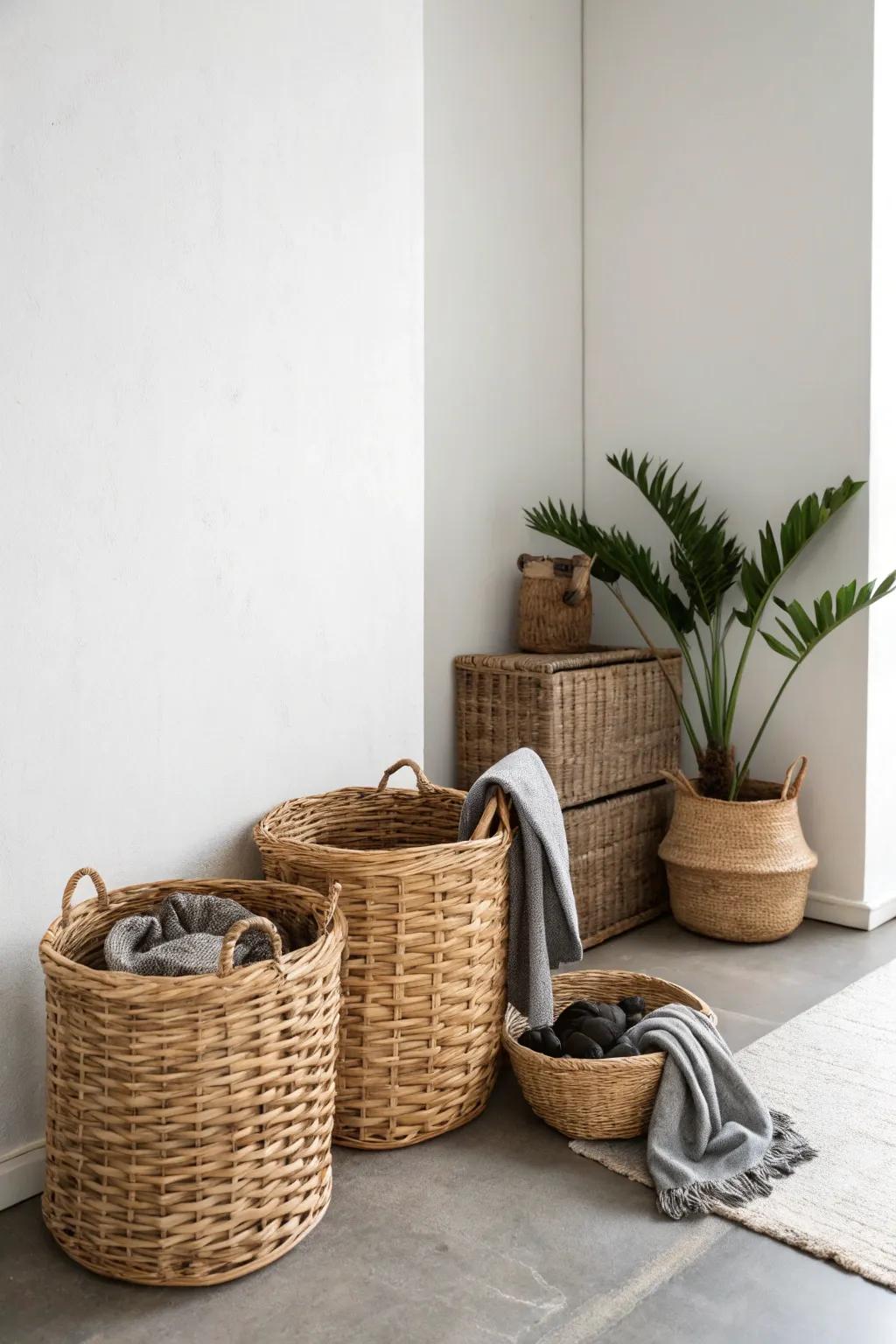A minimalist grouping of vessels introduces subtle texture.