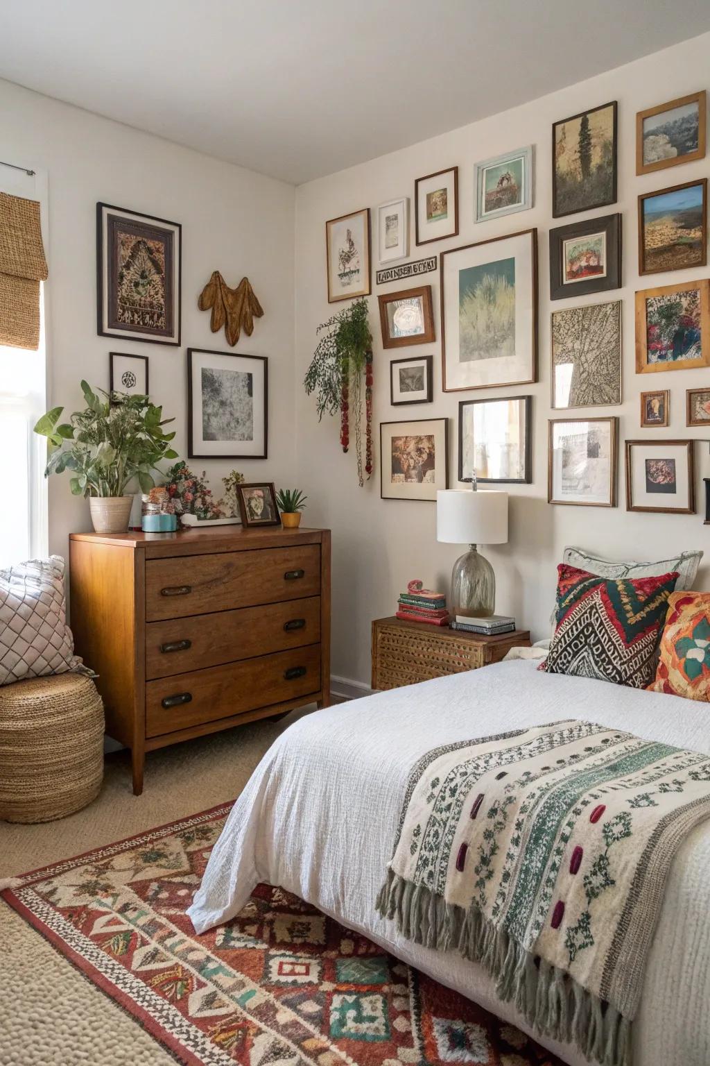 A gallery wall adds a personal hint to the personal space.