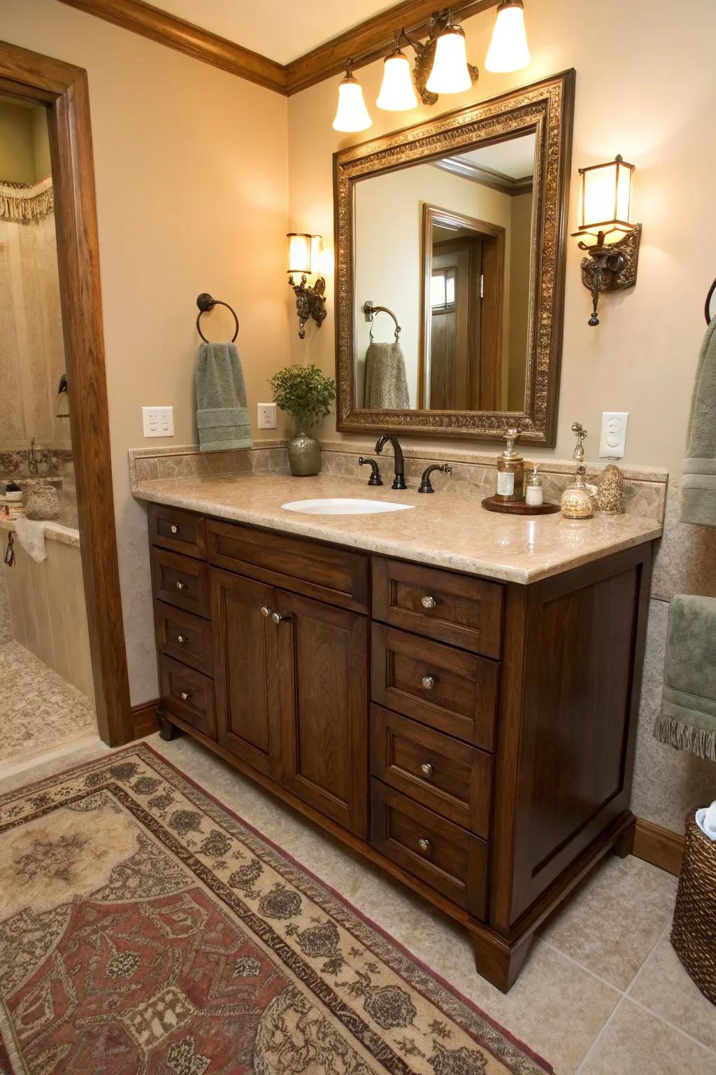 Gentle, rounded edges fashion a welcoming and stylish bathroom environment.