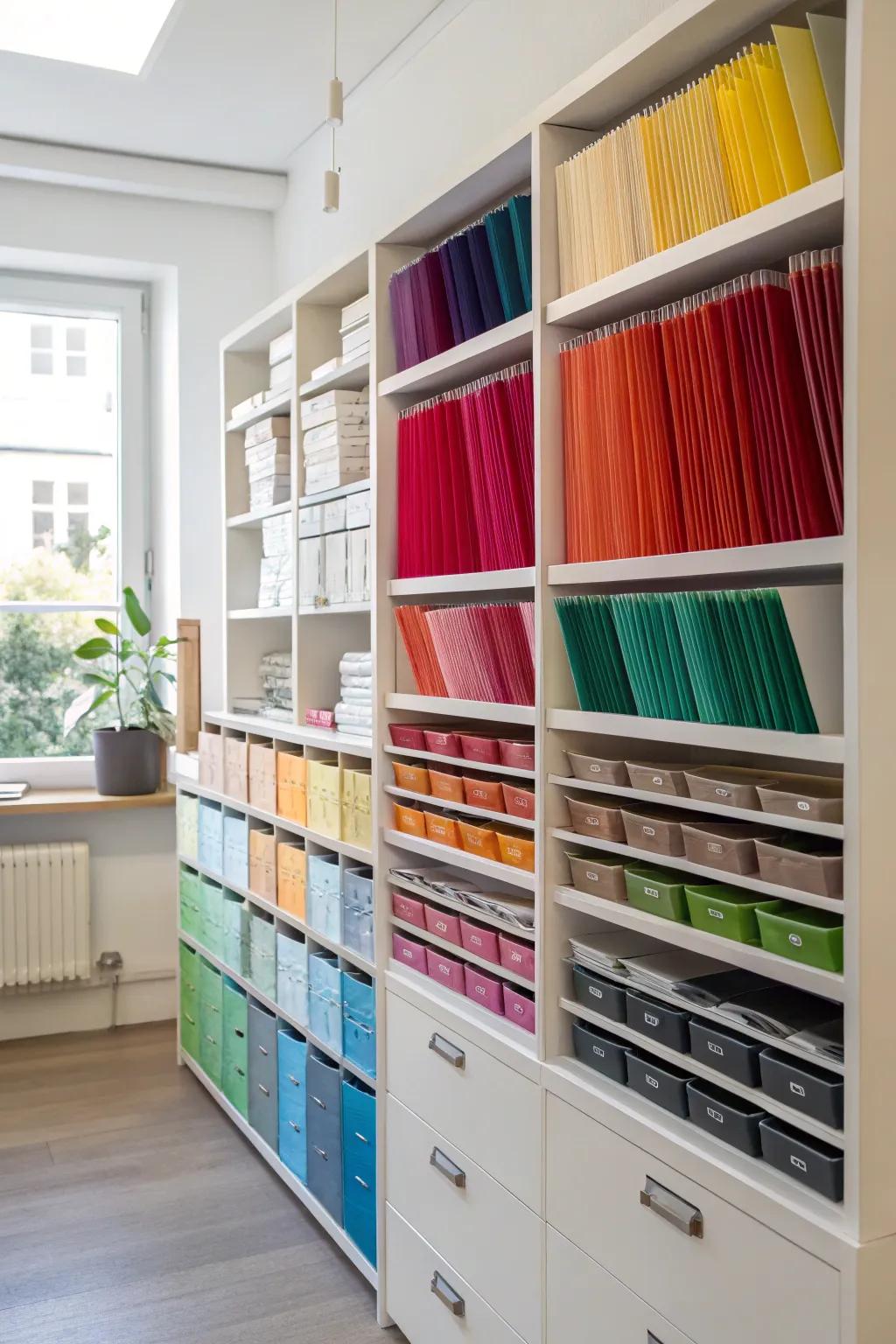 A color-coded arrangement system for sleek source administration.