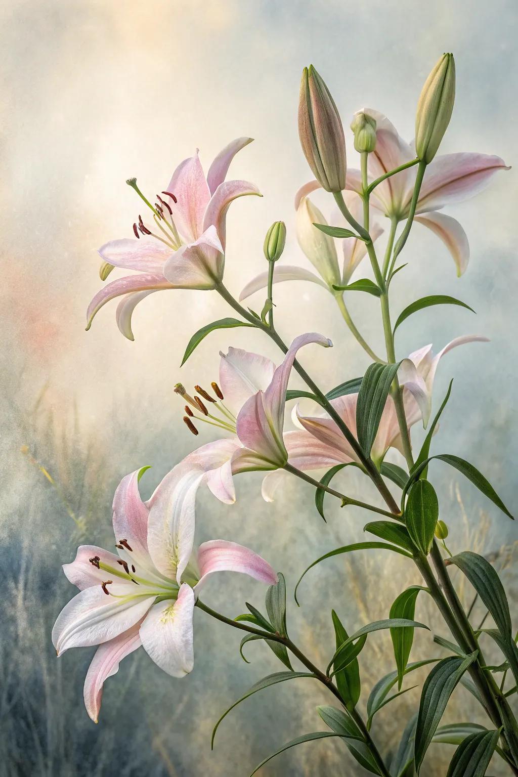Ethereal lilies cultivating a serene and sophisticated ambiance.