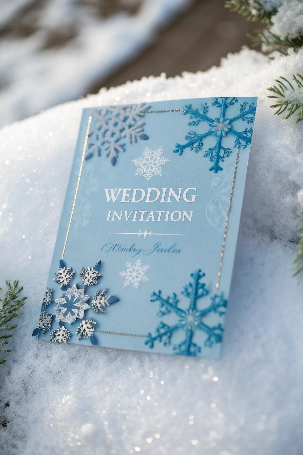 A seasonal wedding invitation embodies the essence of winter.