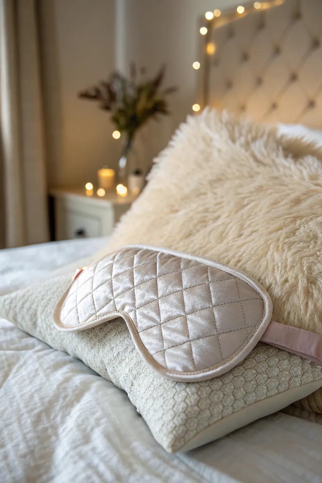 A restful night's sleep with a pressure eye covering.