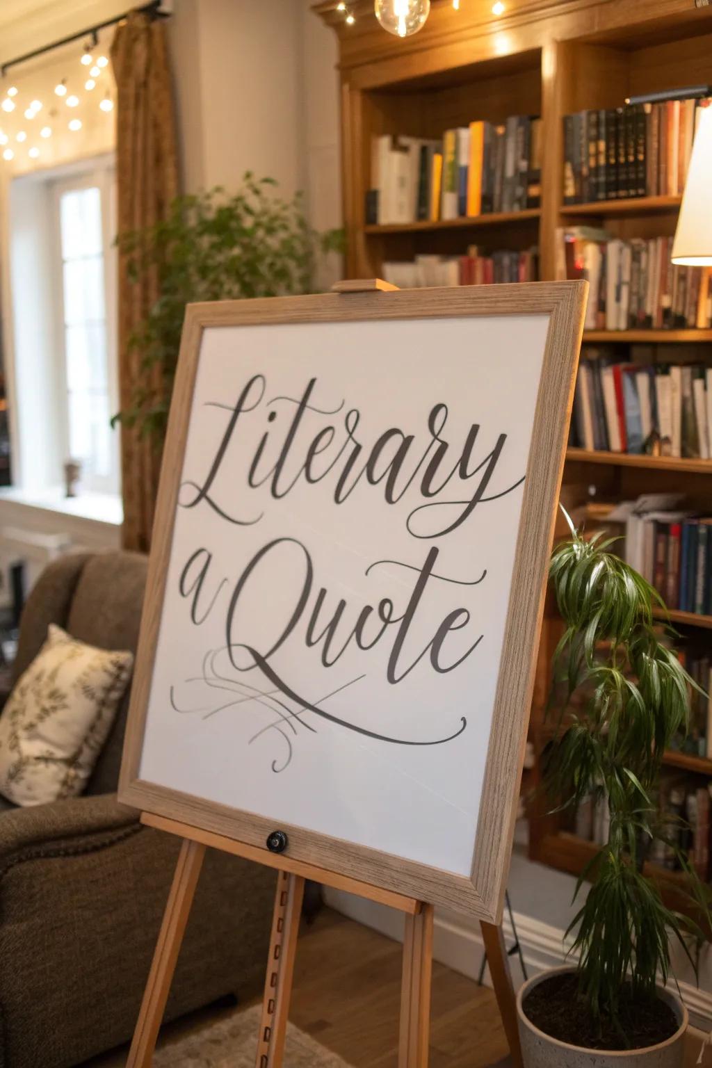 A sophisticated welcome featuring a literary quote on a magnetic writing surface.