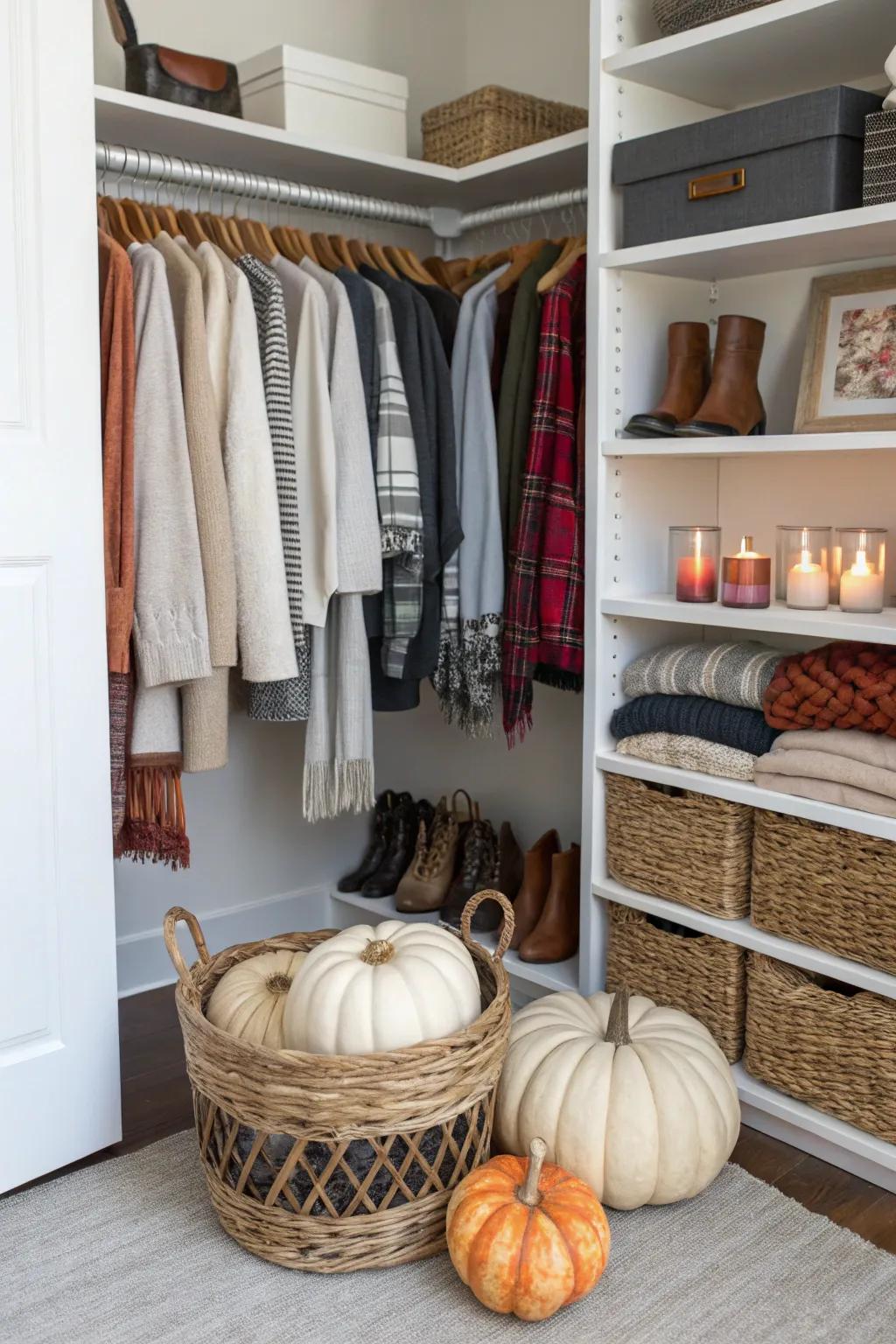 A basket for seasonal items ensures organized storage and effortless transitions.