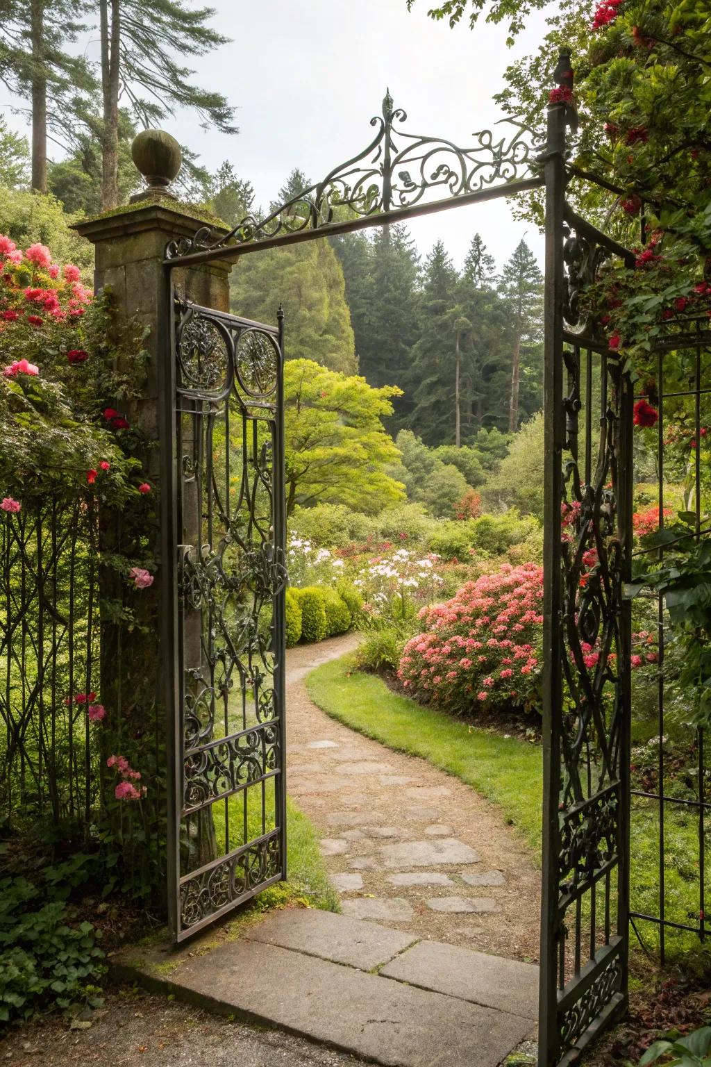 A secret garden gate invites discovery and wonder.