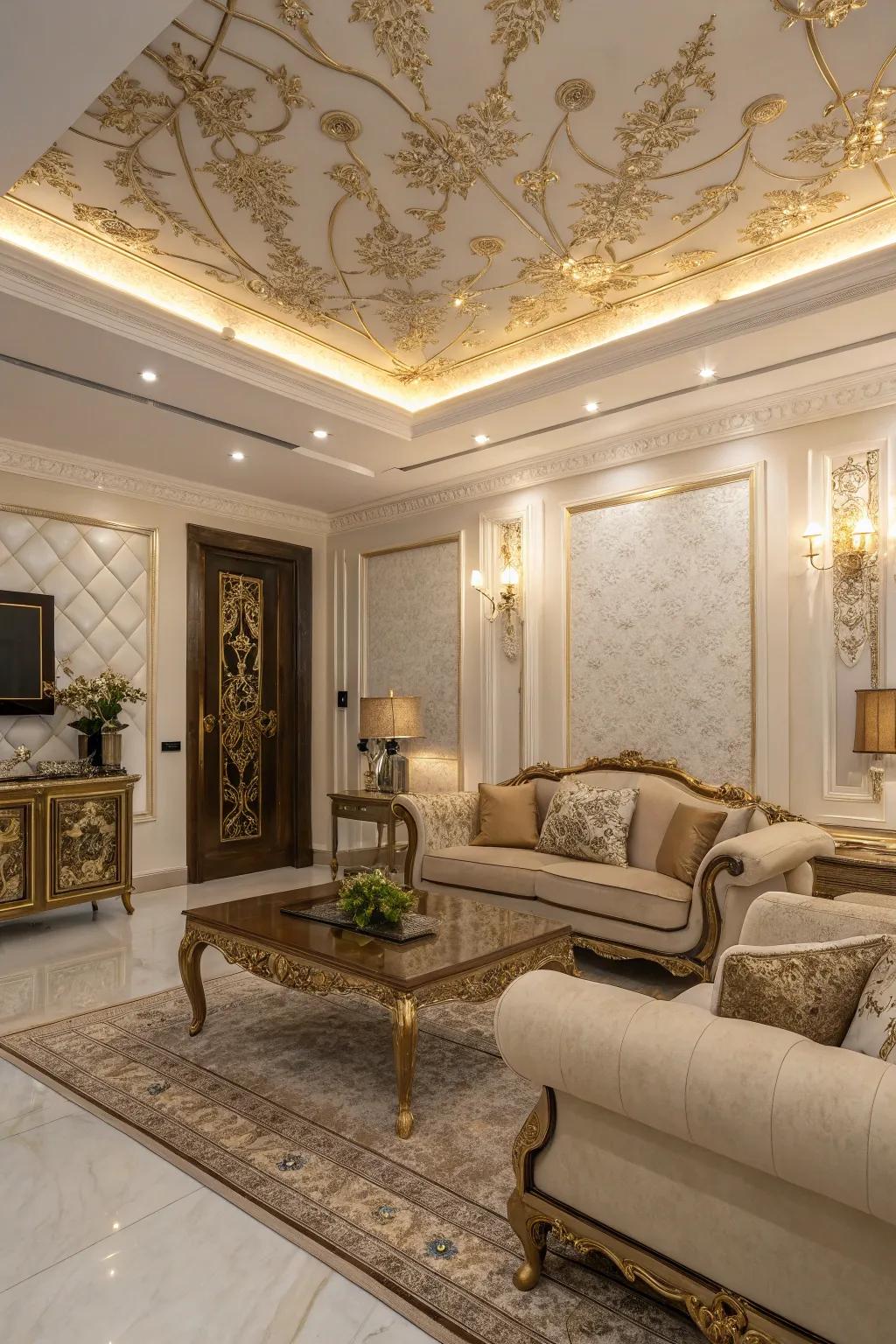 Accents in gold leaf provide delightful, luxurious surprises.