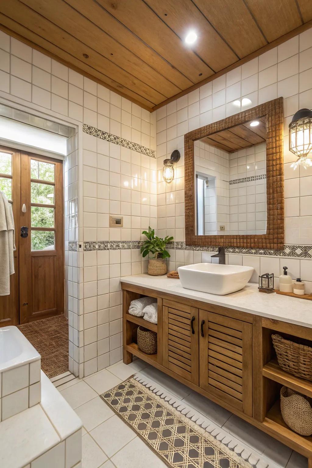 Earthy tones add warmth and balance to bright blocks.